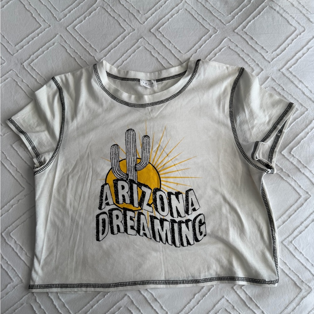 Le Lis White and Yellow Crop Top